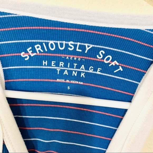 AEROPOSTALE Seriously Soft Heritage Blue Stripe Tank womens size S - Picture 3 of 6